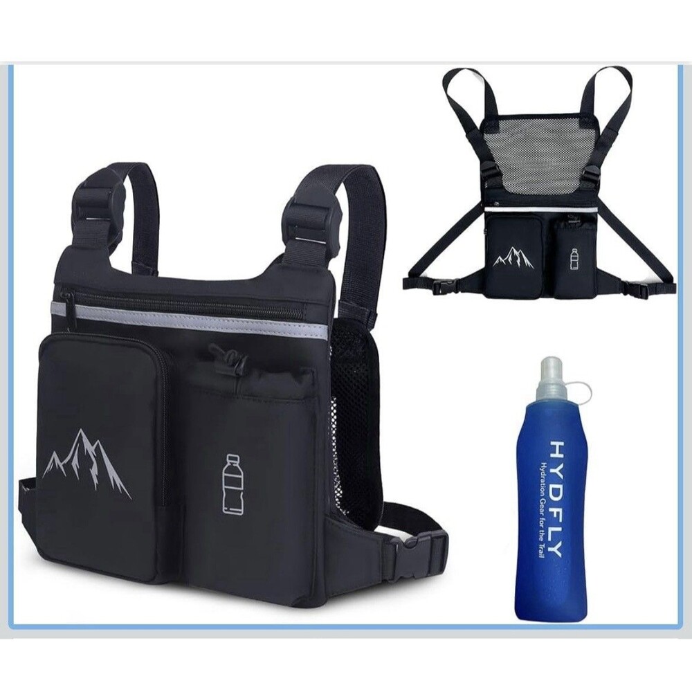 Running Hydration Vest Chest Pack with Soft Flask, Small to Plus-Size Fit